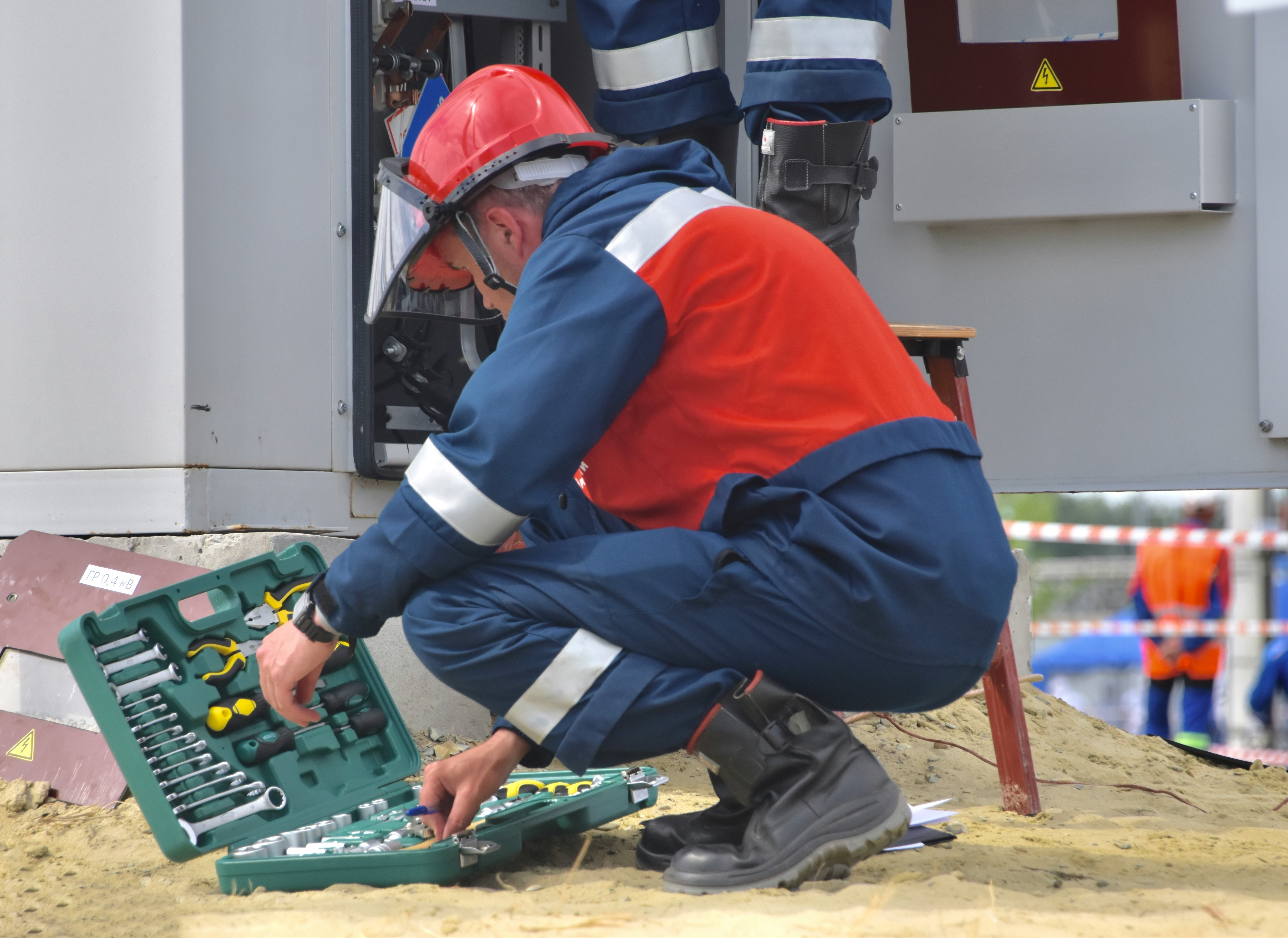 An engineer working on a boiler room